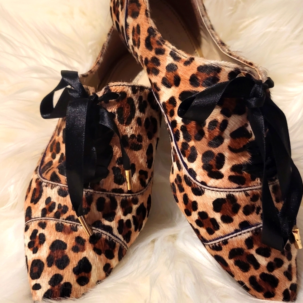 Cowhair leopard shoes